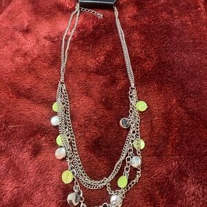 Silver and Green Multi-Layer Necklace